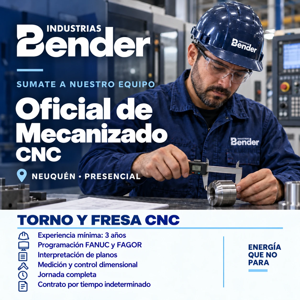 Búsqueda de Oficial de Mecanizado CNC en Industrias Bender